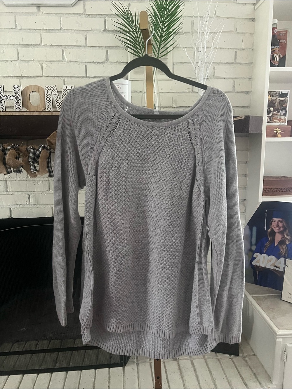 Sonoma Light Gray Women's Knit Crewneck Sweater